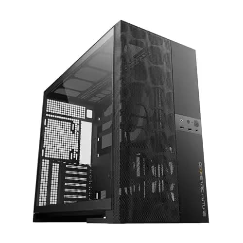 Geometric Future Model 5 ATX Mid Tower Black Vent Fanless, Tempered Glass Side Panel, USB 3.2 Gen 2x2 Type-C, USB 3.2 Gen 1 Type-A image