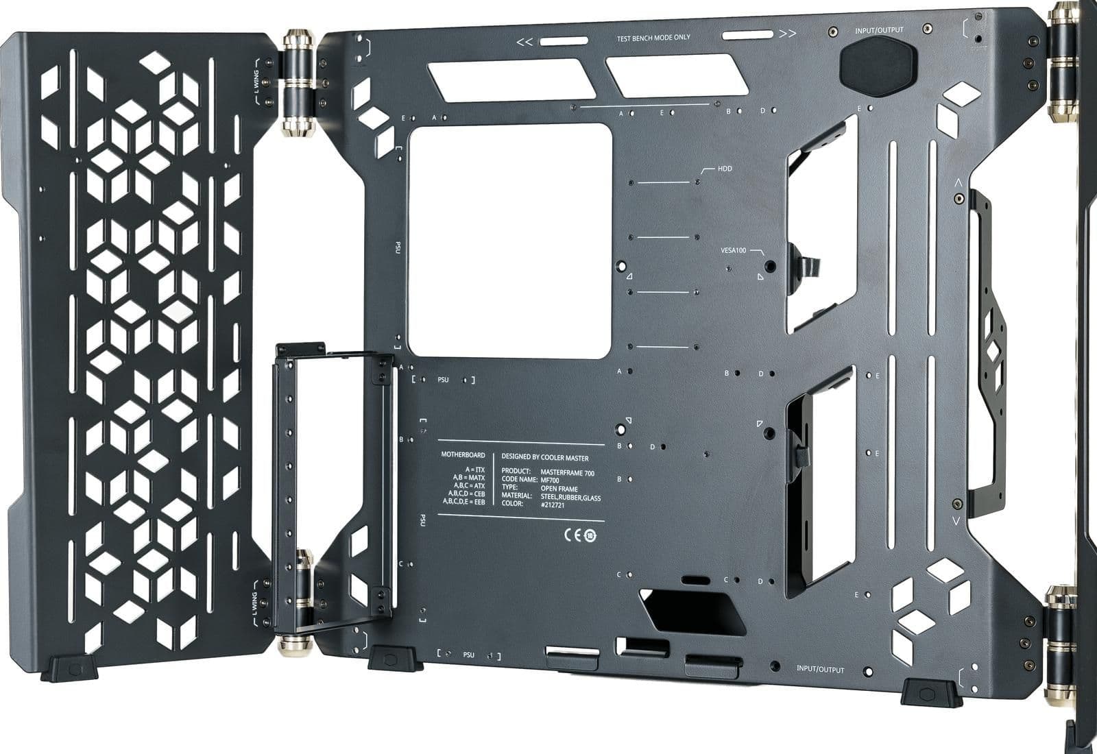Cooler Master MasterFrame 700 ATX Full Tower Black with Tempered Glass Side Panel and USB 3.2 Gen 2 Type-C, USB 3.2 Gen 1 Type-A main image
