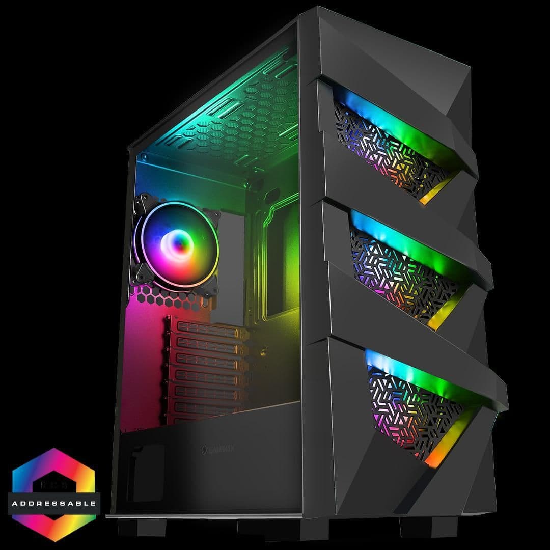 GameMax Black Diamond ARGB ATX Mid Tower Black with Tempered Glass Side Panel and USB 3.2 Gen 1 Type-A USB 2.0 Type-A image