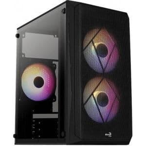 Aerocool CS-107 RGB Micro ATX Mini Tower Black with Tempered Glass Side Panel and USB 3.2 Gen 1 Type-A, USB 2.0 Type-A image