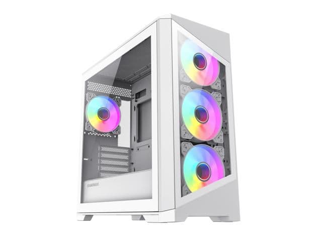 GameMax Destroyer Micro ATX Mini Tower White with Tempered Glass Side Panel and USB 3.2 Gen 1 Type-A, USB 2.0 Type-A image