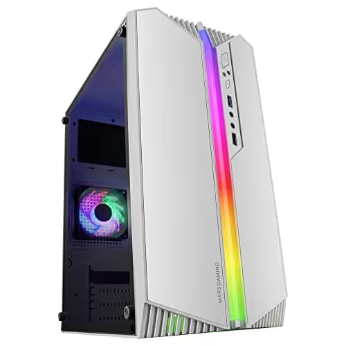 Mars Gaming MC-S1 Micro ATX Mini Tower White with Acrylic Side Panel and USB 3.2 Gen 1 Type-A Front Panel image