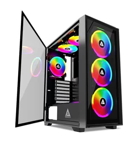 Apevia Genesis Pro ATX Mid Tower Black with Tempered Glass Side Panel and USB 3.2 Gen 1 Type-C, USB 2.0 Type-A main image