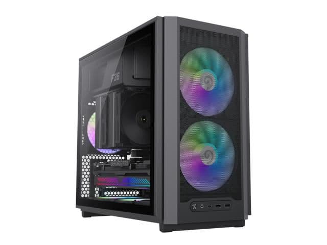 GameMax F36 Micro ATX Mini Tower Black Tempered Glass Side Panel, Front USB 3.2 Gen 2 Type-C, USB 3.2 Gen 1 Type-A main image