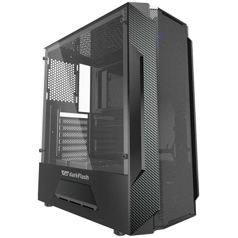 darkFlash LEO ATX Mid Tower Black Tempered Glass Side Panel main image
