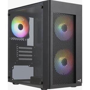 Aerocool Hexform Micro ATX Mid Tower Black Tempered Glass Side Panel RGB image