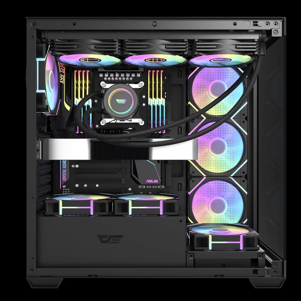 darkFlash DS900 ATX Mid Tower Black with Tempered Glass Side Panel and USB 3.2 Gen 1 Type-A, USB 2.0 Type-A Front Panel PWM ARGB Fans image
