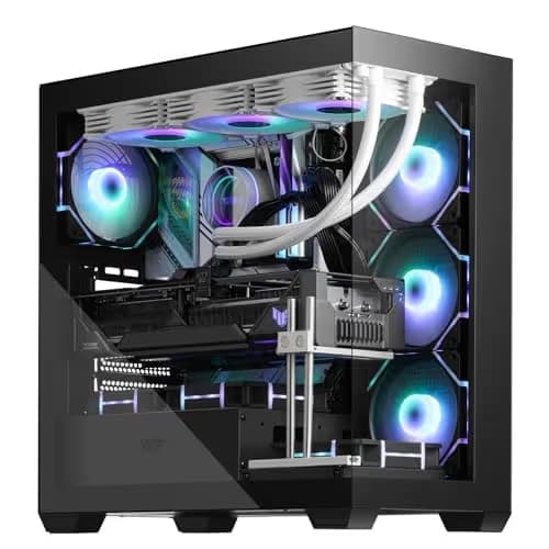 darkFlash DS900 ATX Mid Tower Black with Tempered Glass Side Panel and USB 3.2 Gen 1 Type-A, USB 2.0 Type-A Front Panel PWM ARGB Fans image