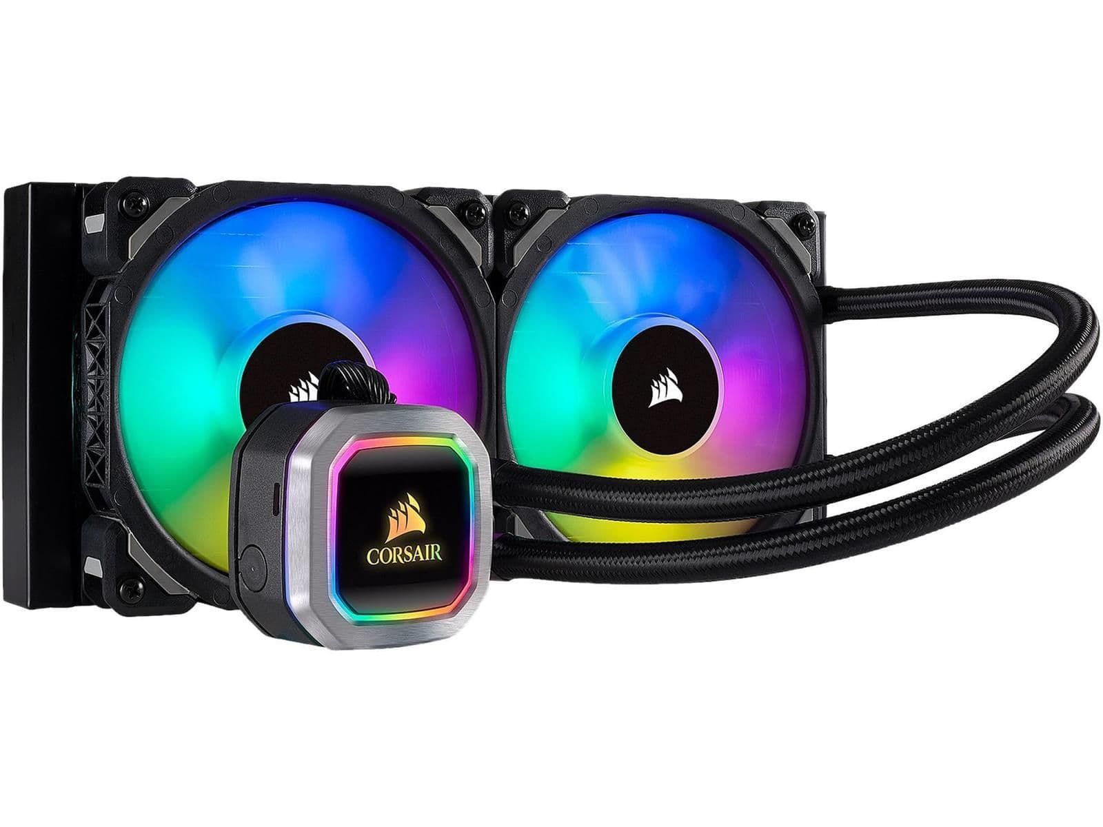 Corsair H100i RGB PLATINUM Water 240mm RGB 75 CFM Black / Silver image