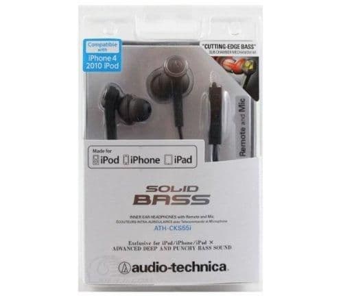 Audio-Technica ATH-CKS55iBK Closed In-Ear Wired Headphones with Microphone main image