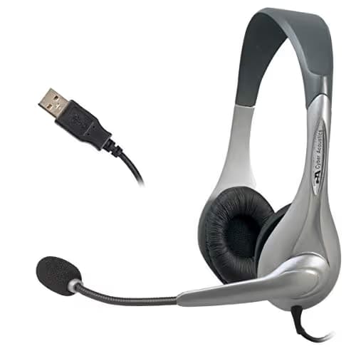 Cyber Acoustics AC-850 Closed-Back Wired Headphones (Black / Silver) image