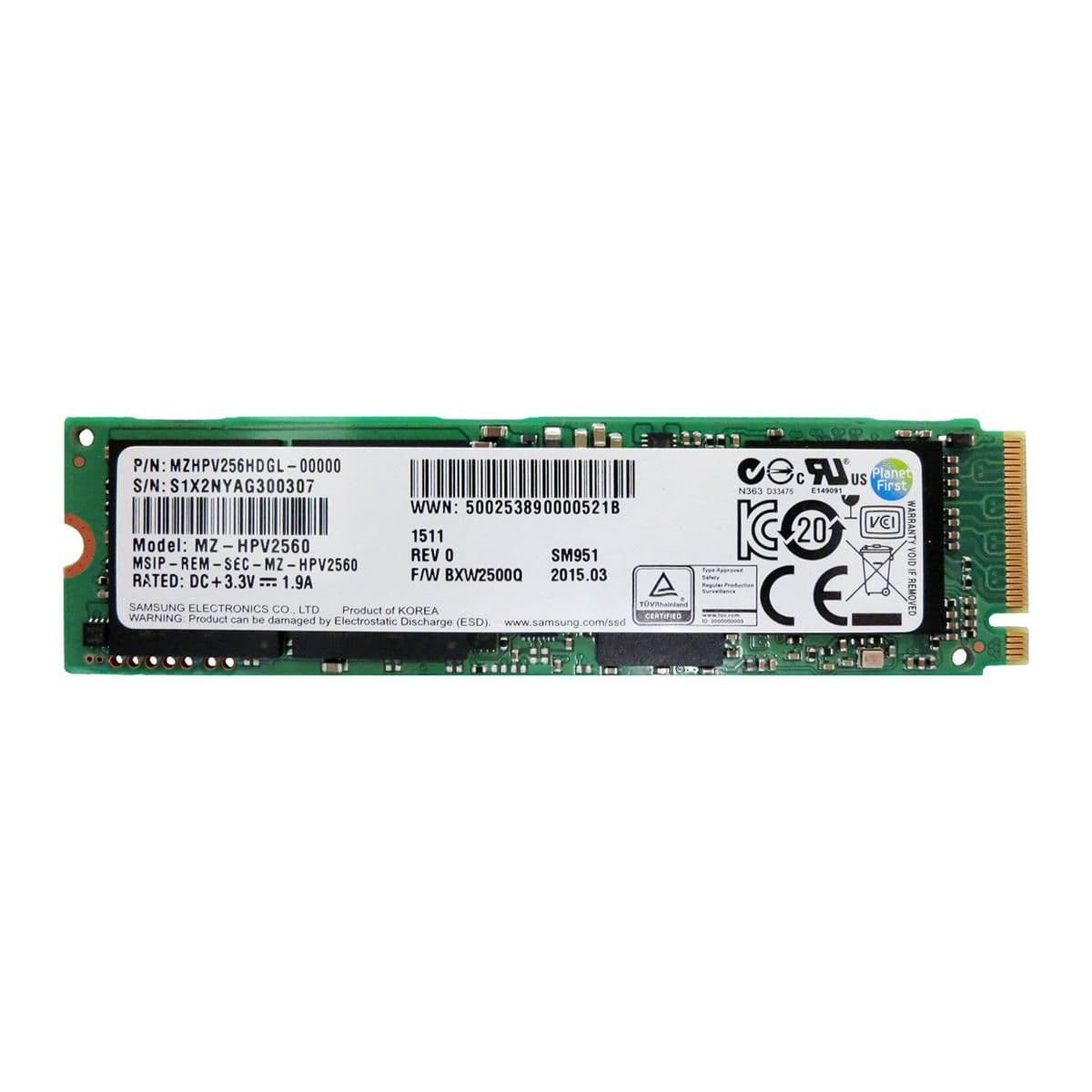 Samsung MZVPV256HDGL-00000 256GB M.2-2280 SSD PCIe 3.0 X4 NVMe main image