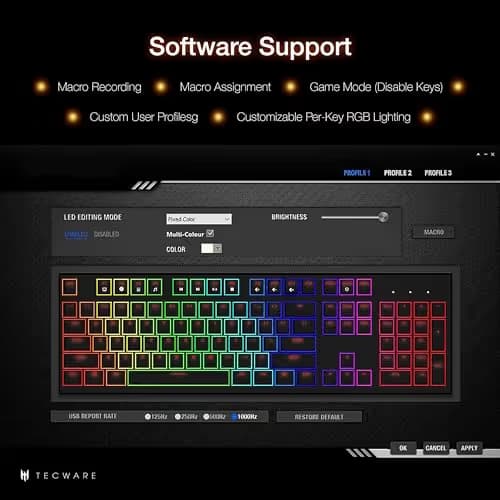 Tecware Phantom+ Elite RGB Bluetooth/Wireless/Wired Gaming Keyboard image