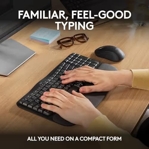Logitech Wave Keys MK670 Bluetooth/Wireless/Wired Ergonomic Keyboard With Optical Mouse image