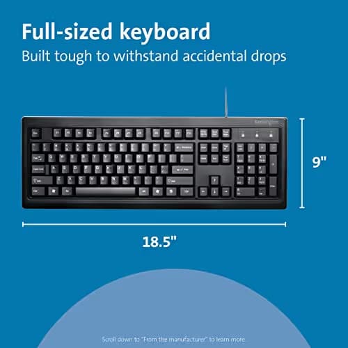 Kensington K72436AM Wired Standard Keyboard With Optical Mouse image