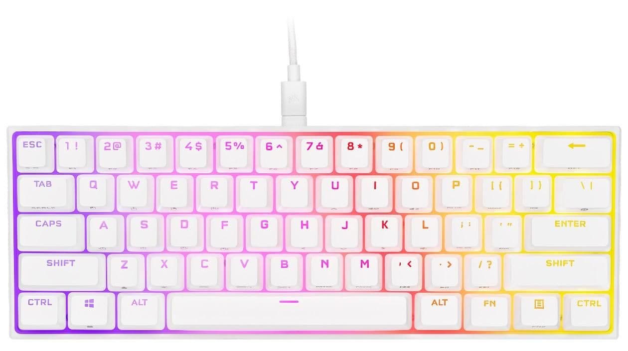 Corsair K65 RGB Mini Wired Cherry MX Speed Silver Mechanical Gaming Keyboard main image