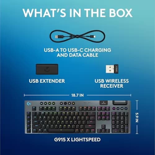 Logitech G915 X LIGHTSPEED RGB Low-Profile GL Tactile Wired/Wireless/Bluetooth Gaming Keyboard image