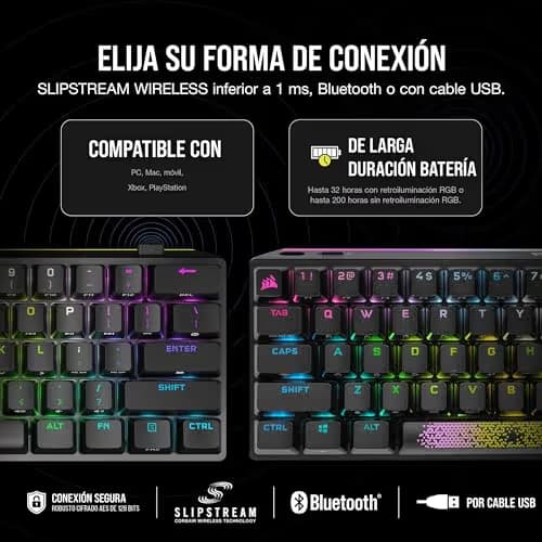 Corsair K70 PRO MINI RGB Wireless/Wired/Bluetooth Cherry MX Red Mechanical Gaming Keyboard image