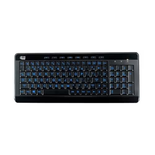 Adesso SlimTouch 120 3-Color Illuminated Compact Multimedia Wired Standard Keyboard image