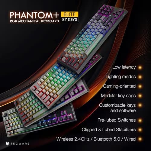Tecware Phantom+ Elite RGB Bluetooth/Wireless/Wired Tecware Wraith Red Mechanical Gaming Keyboard image