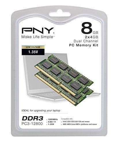 PNY MN8192KD3-1600-LV Black / Green SODIMM DDR3-1600 CL11 8GB (2x4GB) main image