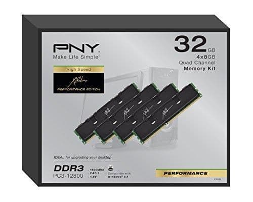 PNY MD32768K4D3-1600-X9 Black / White DDR3-1600 CL9 32GB (4x8GB) main image