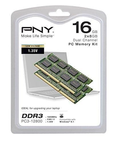 PNY MN16384KD3-1600-LV Black / Green DDR3-1600 SODIMM CL11 16GB (2x8GB) image
