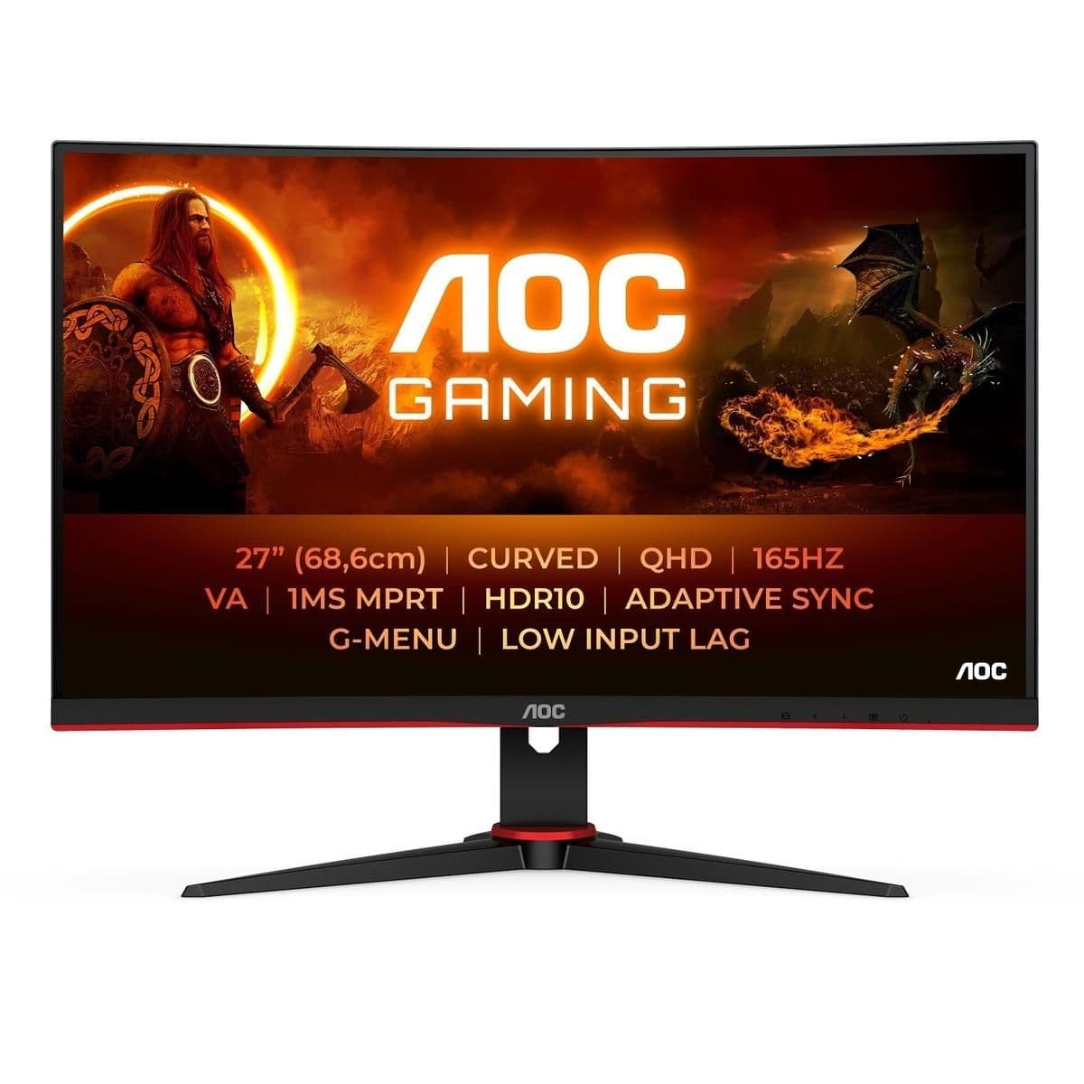 AOC CQ27G2S/BK 27" 1440p 165Hz VA Curved Monitor main image