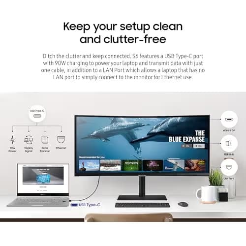 Samsung ViewFinity S65UA 34" 3440x1440 100Hz VA Curved Monitor image