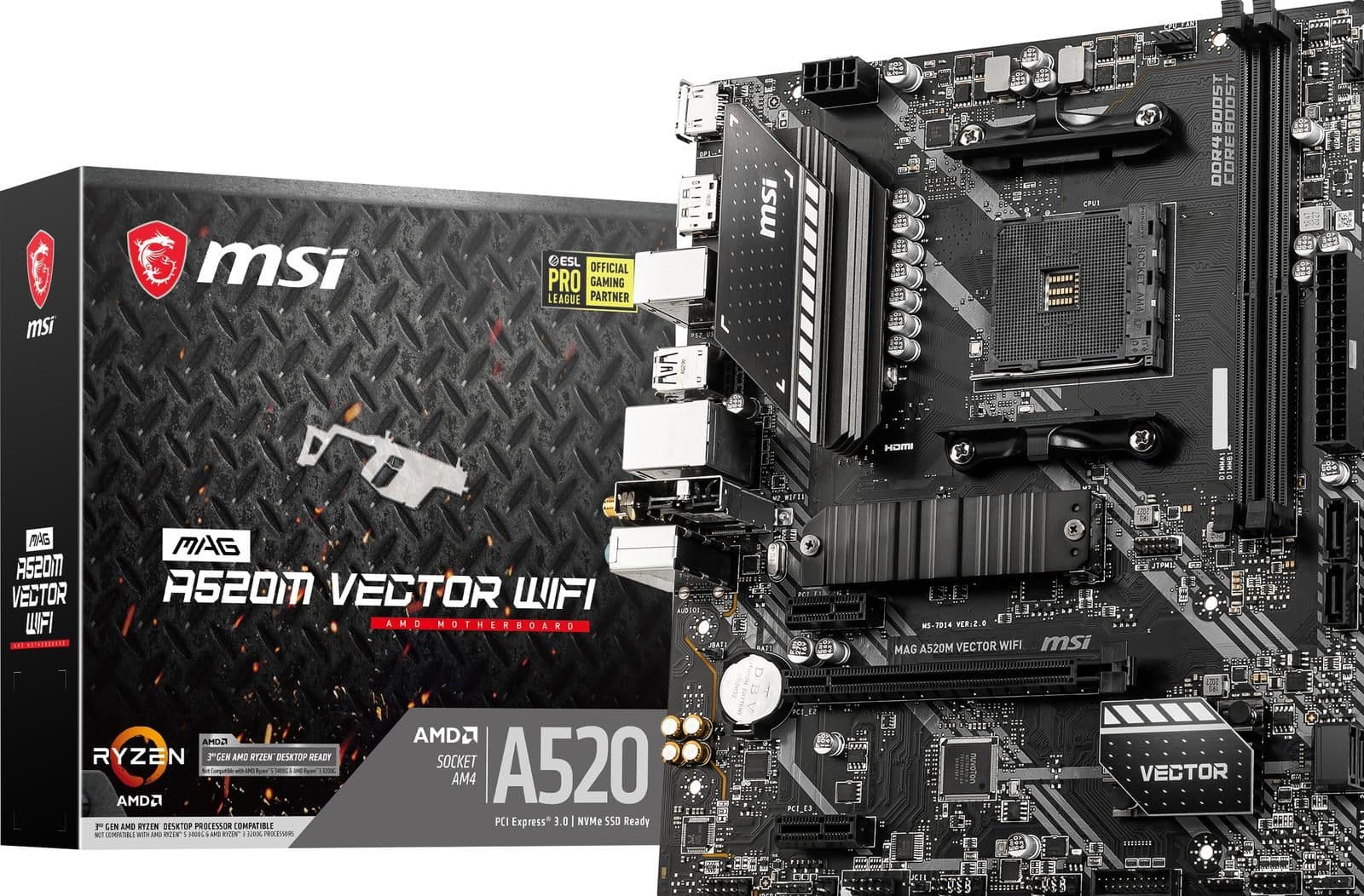 MSI A520M MAG VECTOR WIFI AM4 DDR4 Micro ATX main image