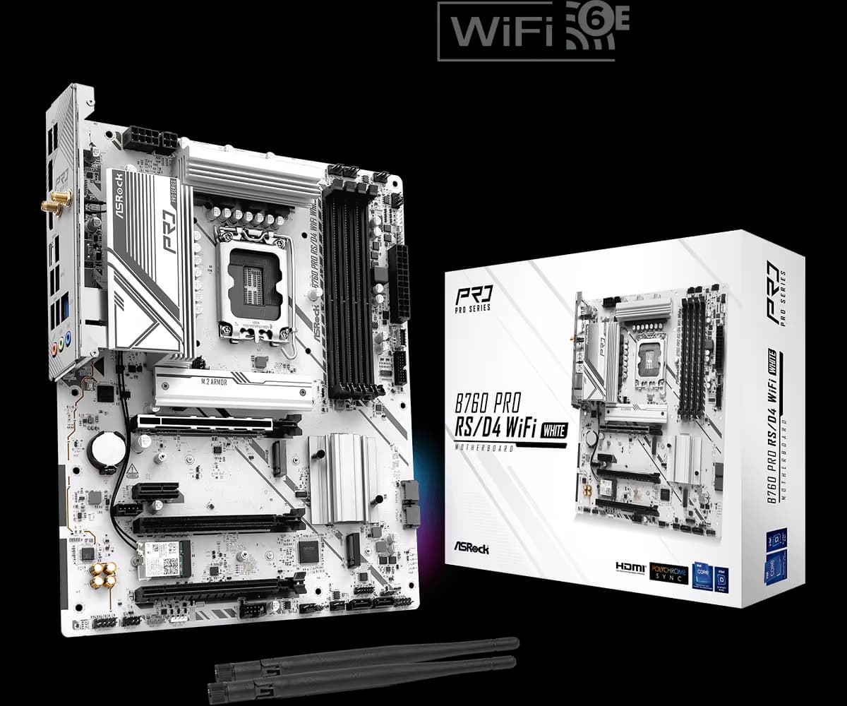 ASRock B760 Pro RS/D4 WiFi White LGA1700 DDR4 ATX image