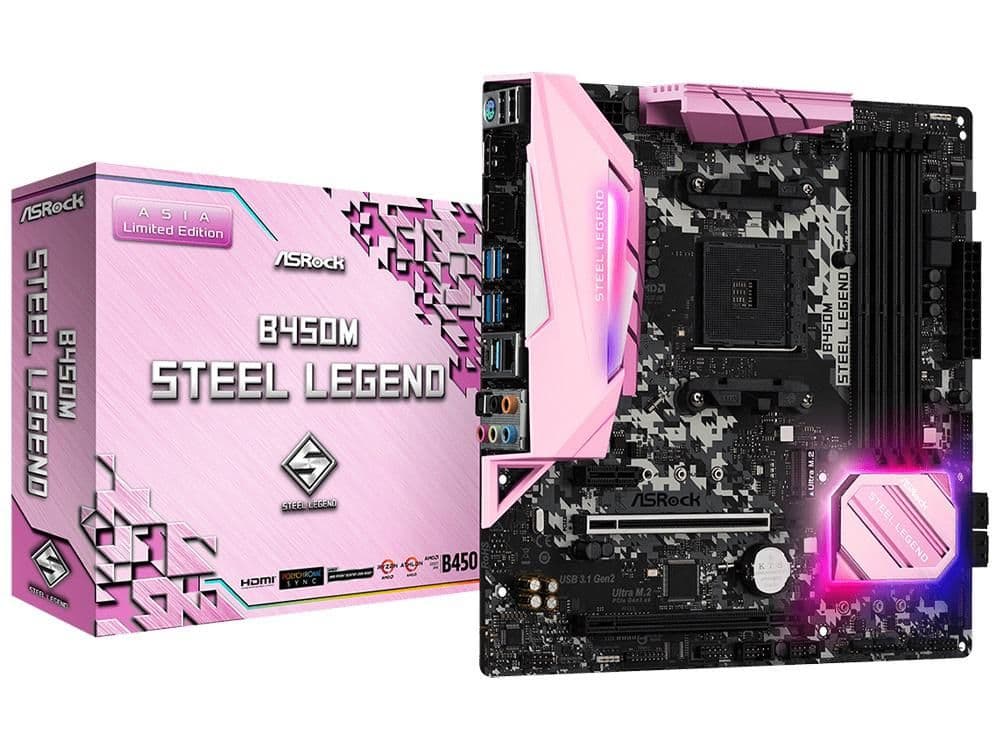 ASRock B450M Steel Legend Pink DDR4 Micro ATX image