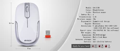 A4Tech G9-110H-1 Wireless Optical Mouse image