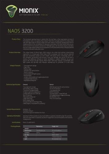 Mionix Naos 3200 Wired Optical Mouse main image
