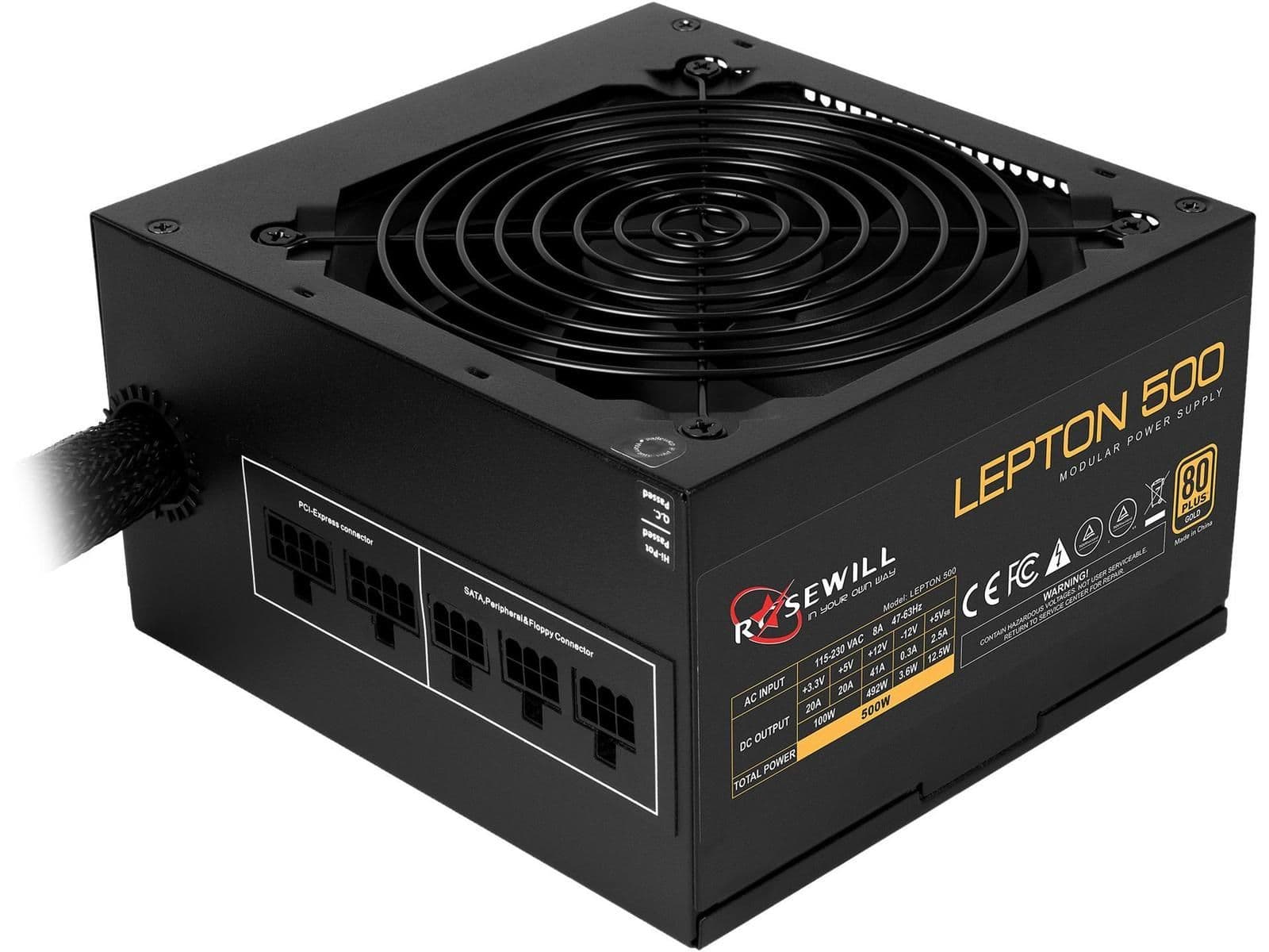 Rosewill LEPTON Black 500W Semi-Modular 80+ Gold Certified image