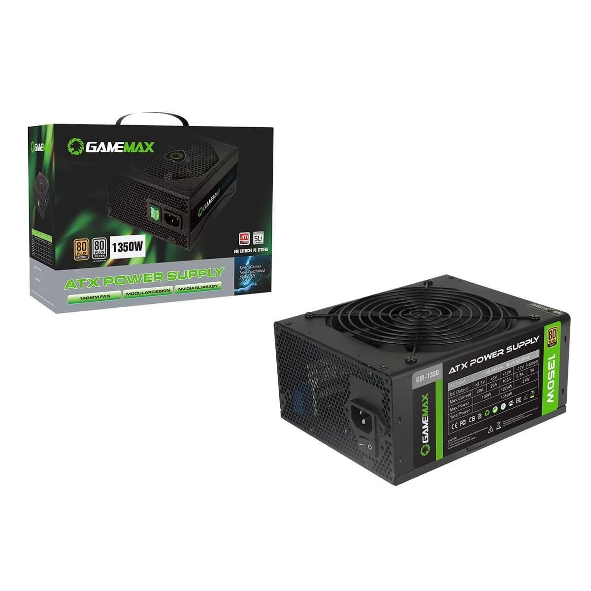 GameMax GM Black ATX 1350W Non-Modular 80+ Gold Certified image