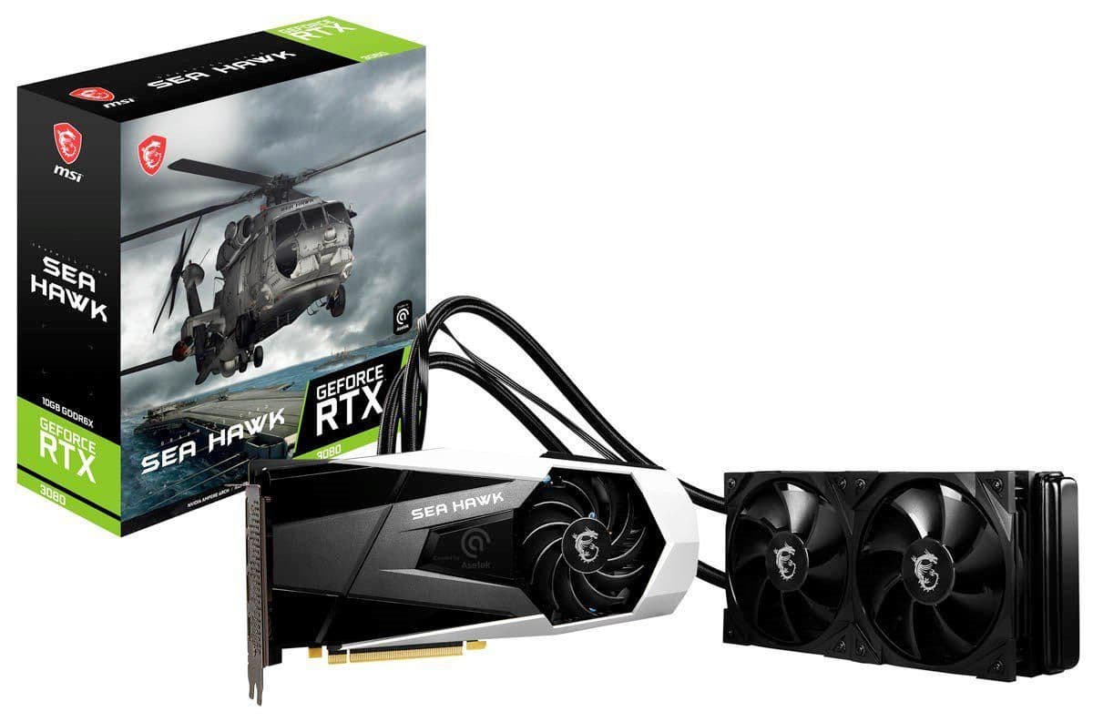 MSI SEA HAWK X GeForce RTX 3080 LHR 10GB GDDR6X Black / Silver main image