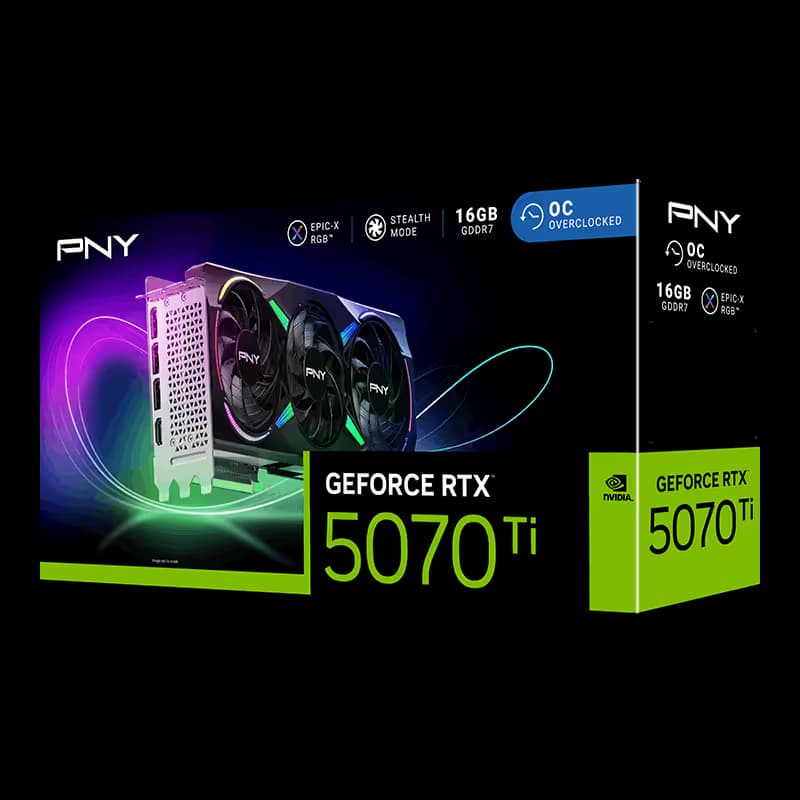PNY GeForce RTX 5070 Ti 16GB GDDR7 ARGB EPIC-X RGB Overclocked Triple Fan image