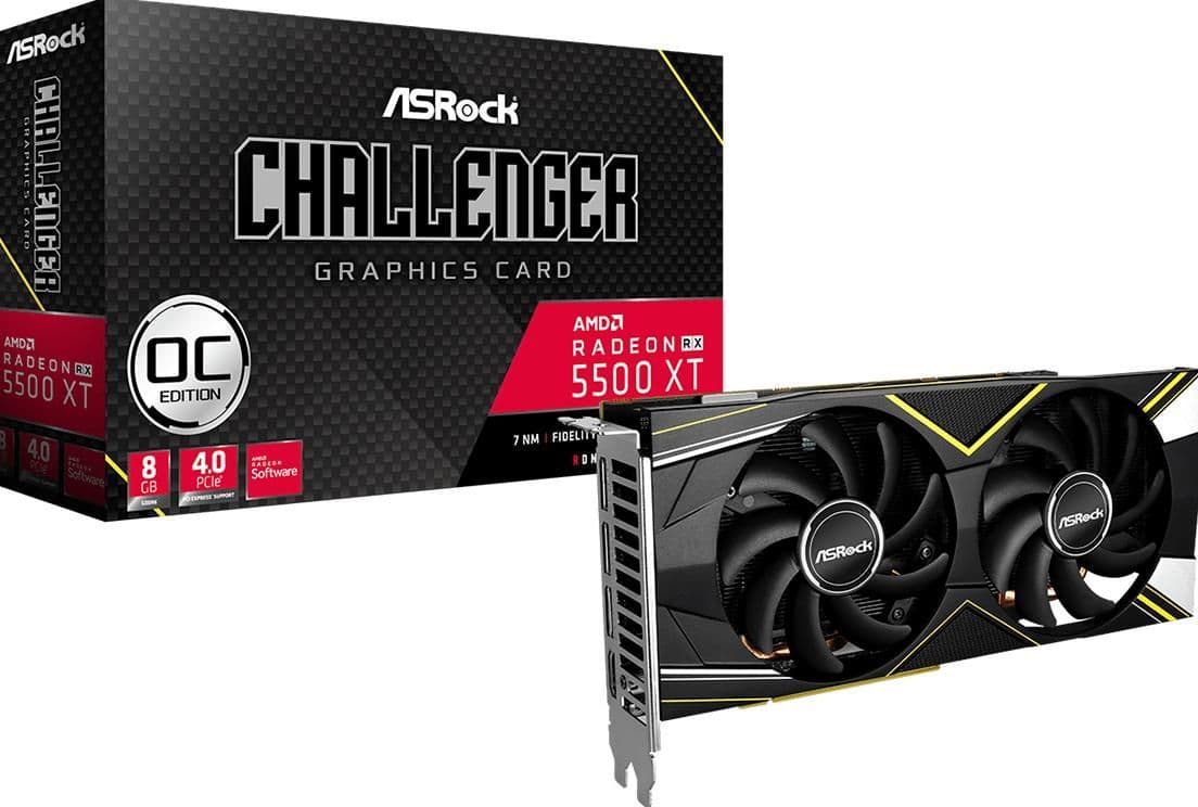 ASRock Challenger D OC Radeon RX 5500 XT 8GB GDDR6 Black / Yellow image