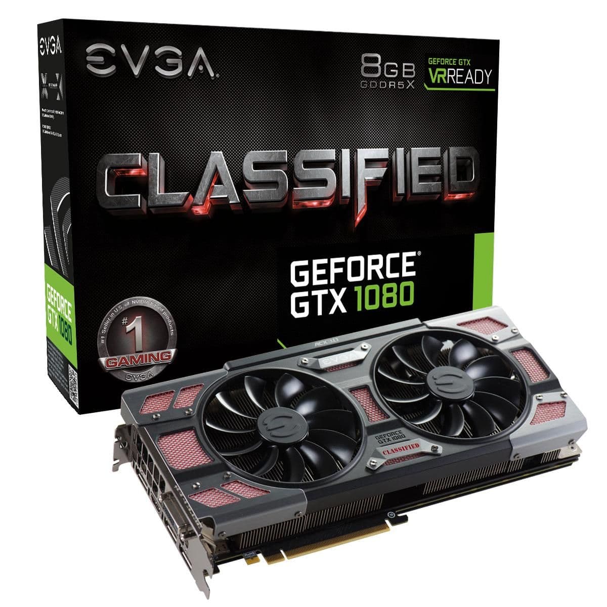 EVGA CLASSIFIED GAMING ACX 3.0 GeForce GTX 1080 8GB GDDR5X Black / Red image