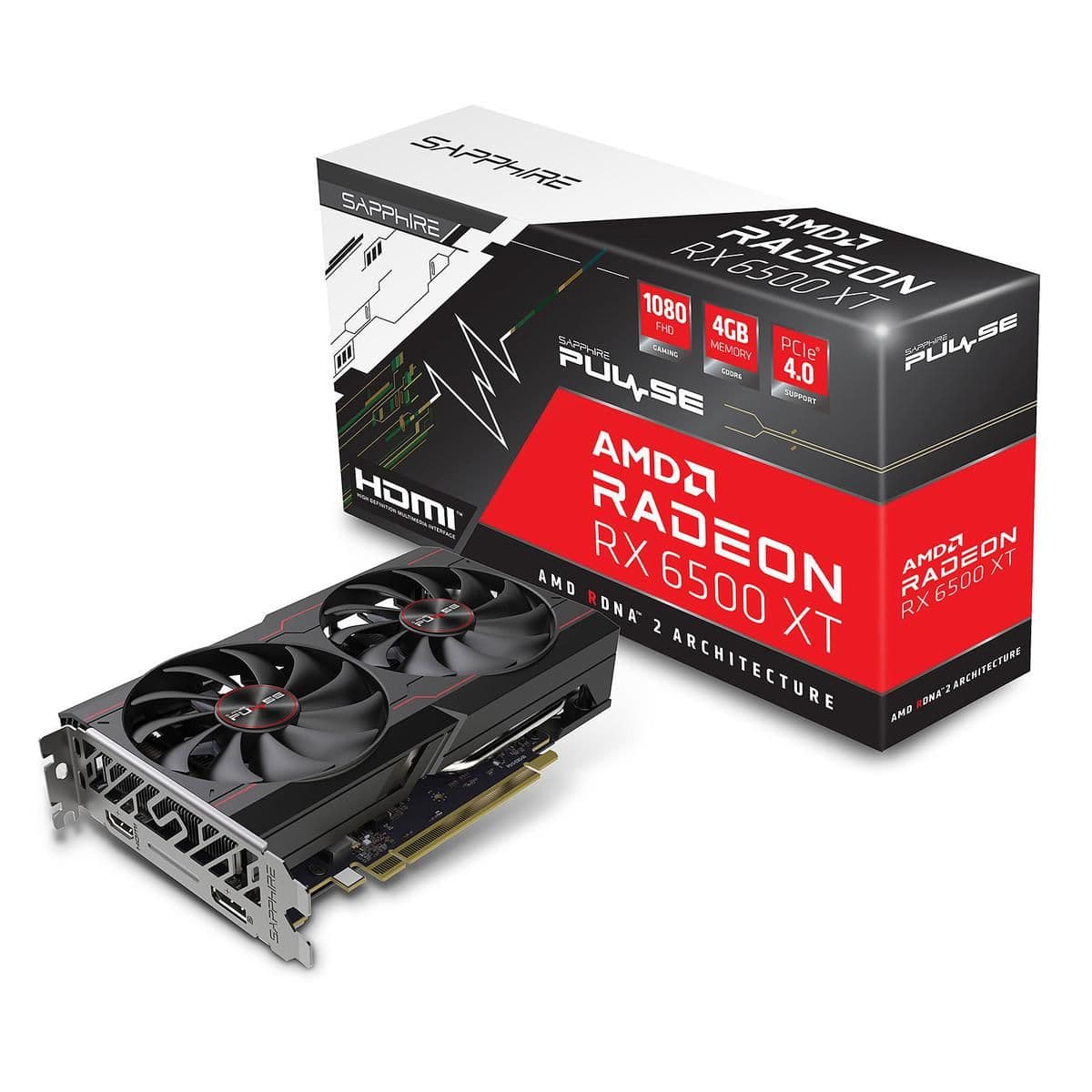Sapphire PULSE Radeon RX 6500 XT 4GB GDDR6 Black / Red image