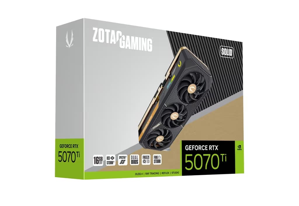 Zotac GAMING SOLID GeForce RTX 5070 Ti 16GB GDDR7 Grey image