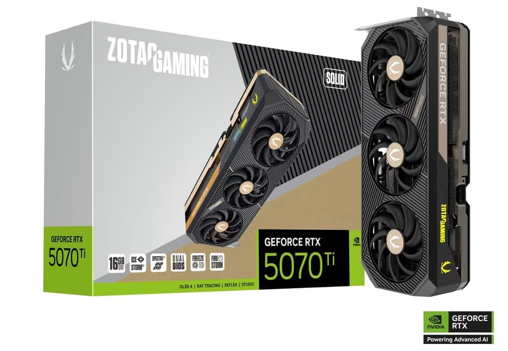 Zotac GAMING SOLID GeForce RTX 5070 Ti 16GB GDDR7 Grey image