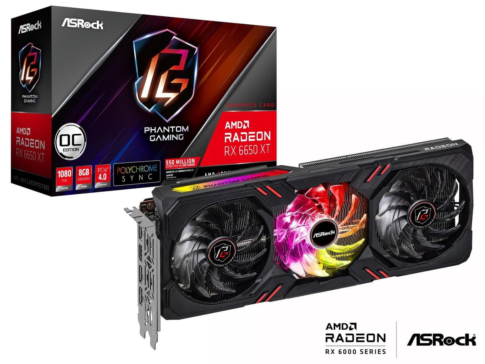 ASRock Phantom Gaming D OC Radeon RX 6650 XT 8GB GDDR6 Black image