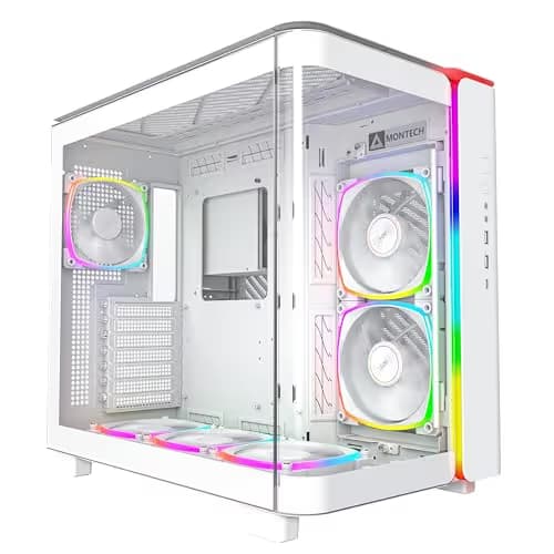 Montech KING 95 PRO ATX Mid Tower Pure White Tempered Glass Side Panel image