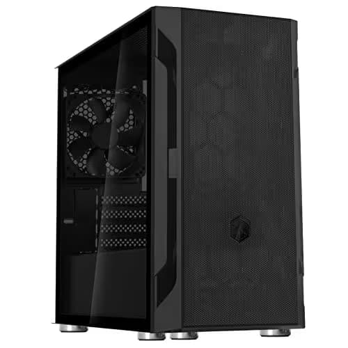 Silverstone FARA H1M Micro ATX Mini Tower Black with Tempered Glass Side Panel and USB 3.2 Gen 1 Type-A, USB 2.0 Type-A image