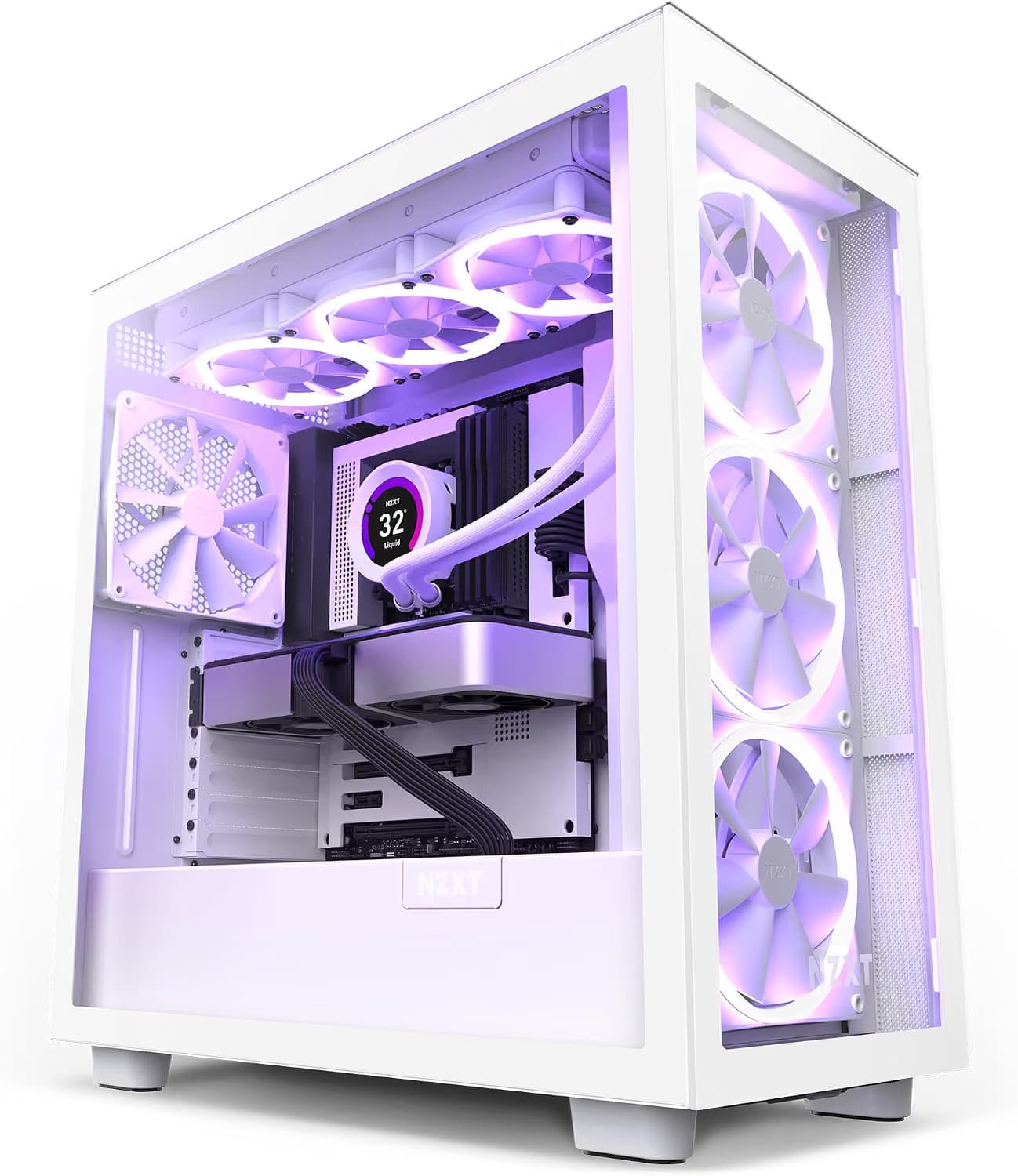 NZXT H7 Elite RGB Premium Mid-Tower PC Gaming Case - RGB LED & Smart Fan Control - Tempered Glass - White (2023) image