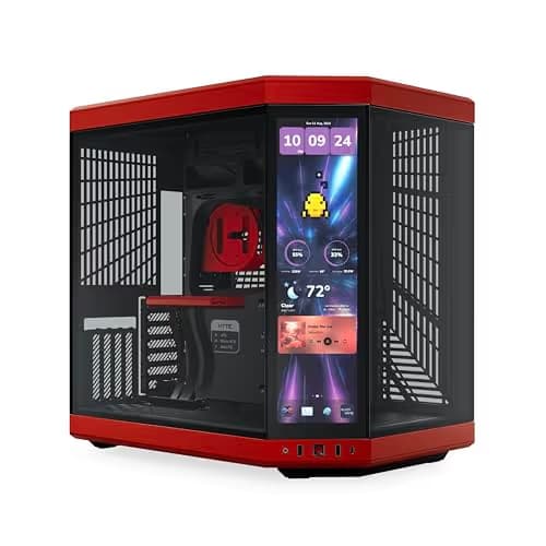 HYTE Y70 Touch Infinite ATX Mid Tower Red / Black Tempered Glass Side Panel image