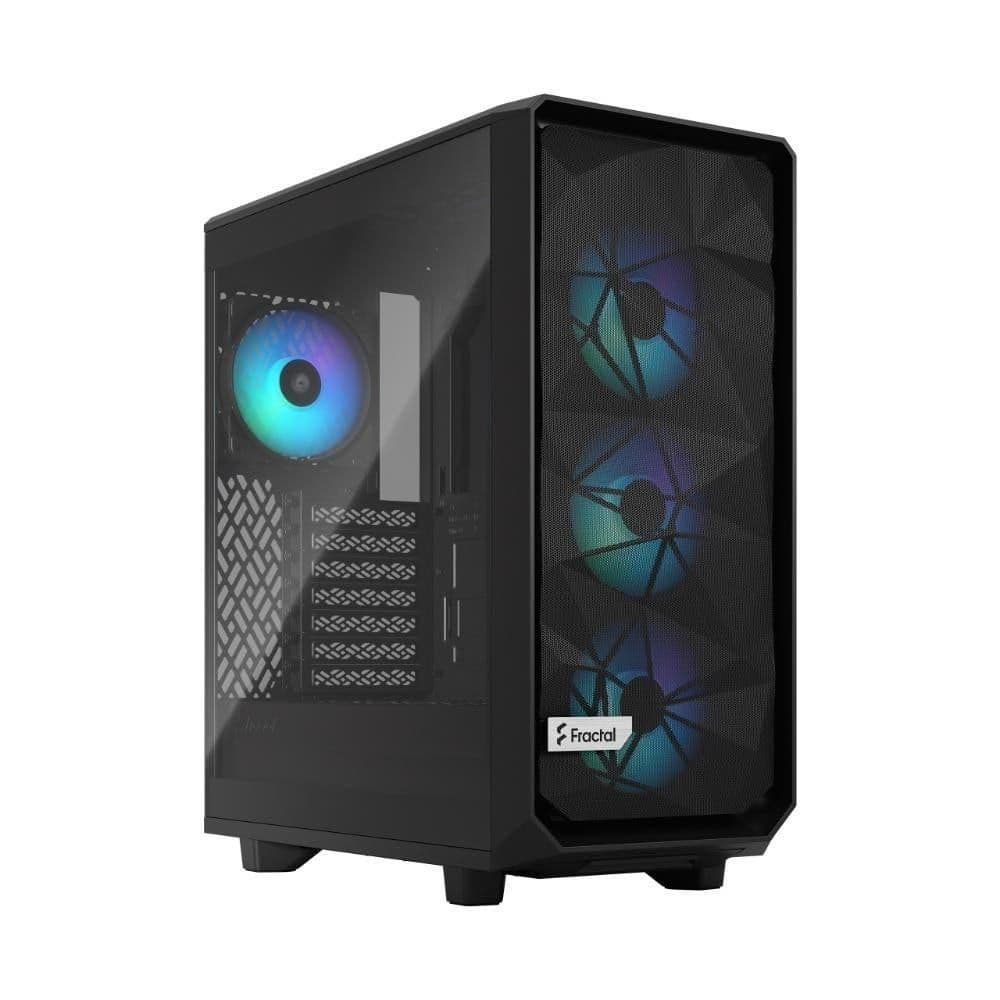 Fractal Design Meshify 2 Compact Lite RGB ATX Mid Tower Black with RGB, Tinted Tempered Glass Side Panel, and USB 3.2 Gen 1 Type-A image