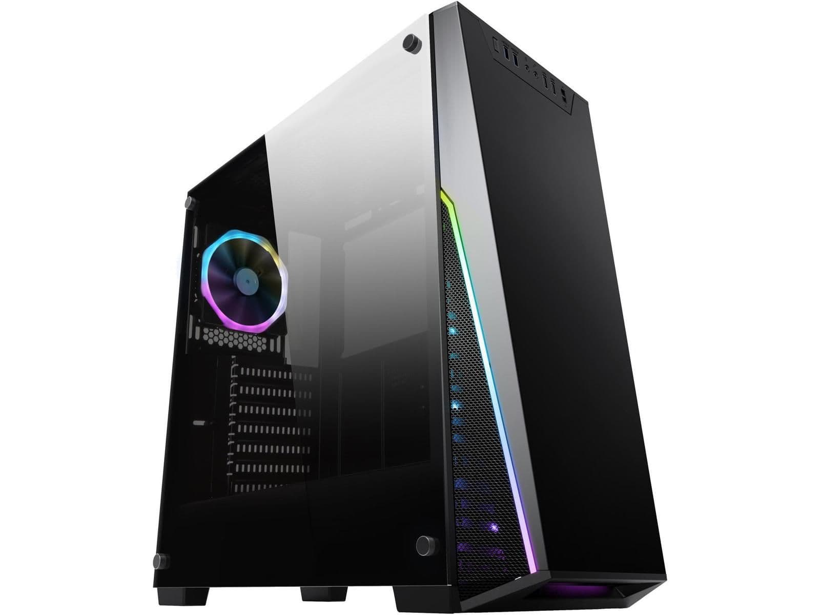 DIYPC Rainbow-Flash-R1 ATX Mid Tower Black Tempered Glass Side Panel, USB 3.2 Gen 1 Type-A and USB 2.0 Type-A main image
